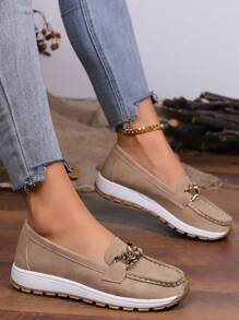 2025秋夏镂空新款皮鞋中老年女士乐福鞋女软底坡跟透气洞洞鞋