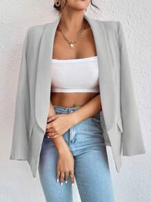 RosyDaze Sjaalkraag Effen kleur Lange mouw Elegante blazer