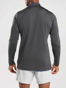 Manfinity Sport PWRUP Men's Plus Size Loose Fit Printed Zipper Closure Stand Collar Long Sleeve Sports Jacket - Grey - View 2