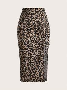 SHEIN EZwear Black Knitted Tight Mid-Length Anti-Exposure Skirt - Black - View 7