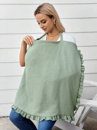 1 st ren bomull, mjukt hudvänligt amningsskydd med spetskant för ammande mammor, perfekt för utomhusbruk