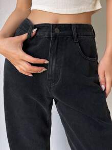DAZY Women's Plain Simple Daily Denim Jeans - Dark Grey - View 7