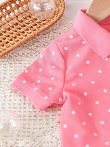 Baby Girl Strawberry Printed Short Sleeve Dress - Pink - View 5