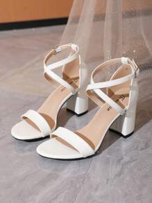 Timesize Multi-Band Roman Sandals Women's White Sandals>Women's High-Heeled Sandals Work/Formal/Wedding Dress Shoes, Office Summer Low-Heeled Sandals New Style - White - View 4