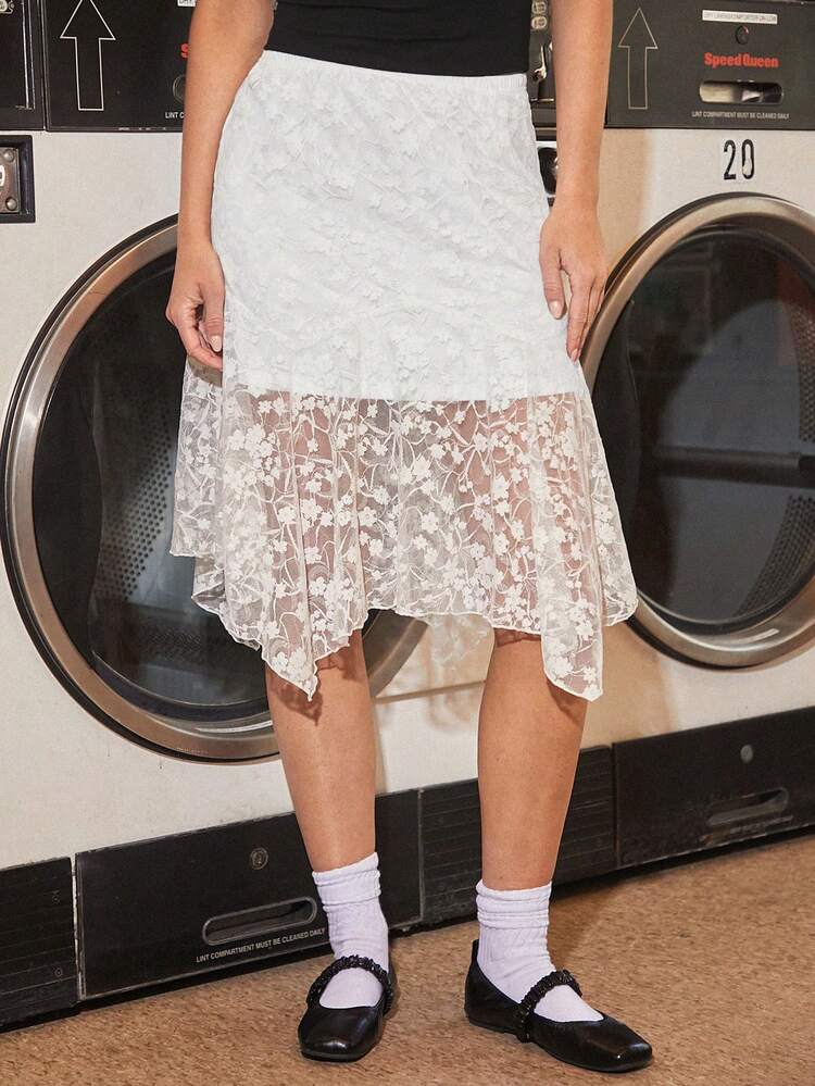 New Summer Edition Romantic Asymmetrical Lace Bodycon Skirt