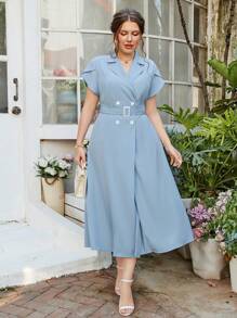 Celure Plus Size Women's Plain And Simple Short Sleeve Daily Dress - Mint Green - View 7