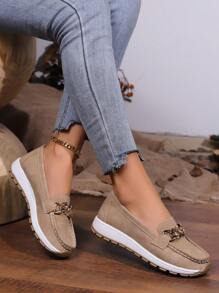 2025秋夏镂空新款皮鞋中老年女士乐福鞋女软底坡跟透气洞洞鞋