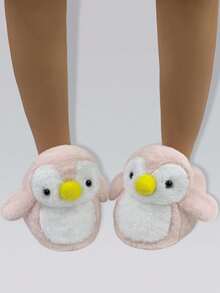 Pantuflas cerradas antideslizantes con diseño lindo de pingüino rosado para uso en casa para mujeres - Rosa - Ver 4