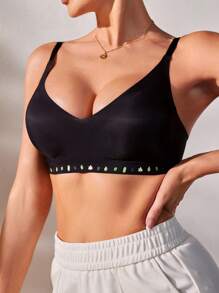 Yoga Women's Cartoon Printed Backless Bra - Black - View 3