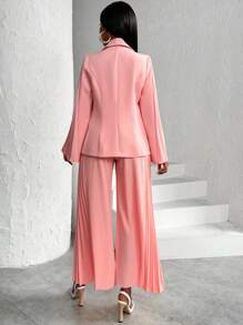 Chiquease Ladies' Fashion Solid Color Long Sleeve Long Pants Suit - Pink - View 2