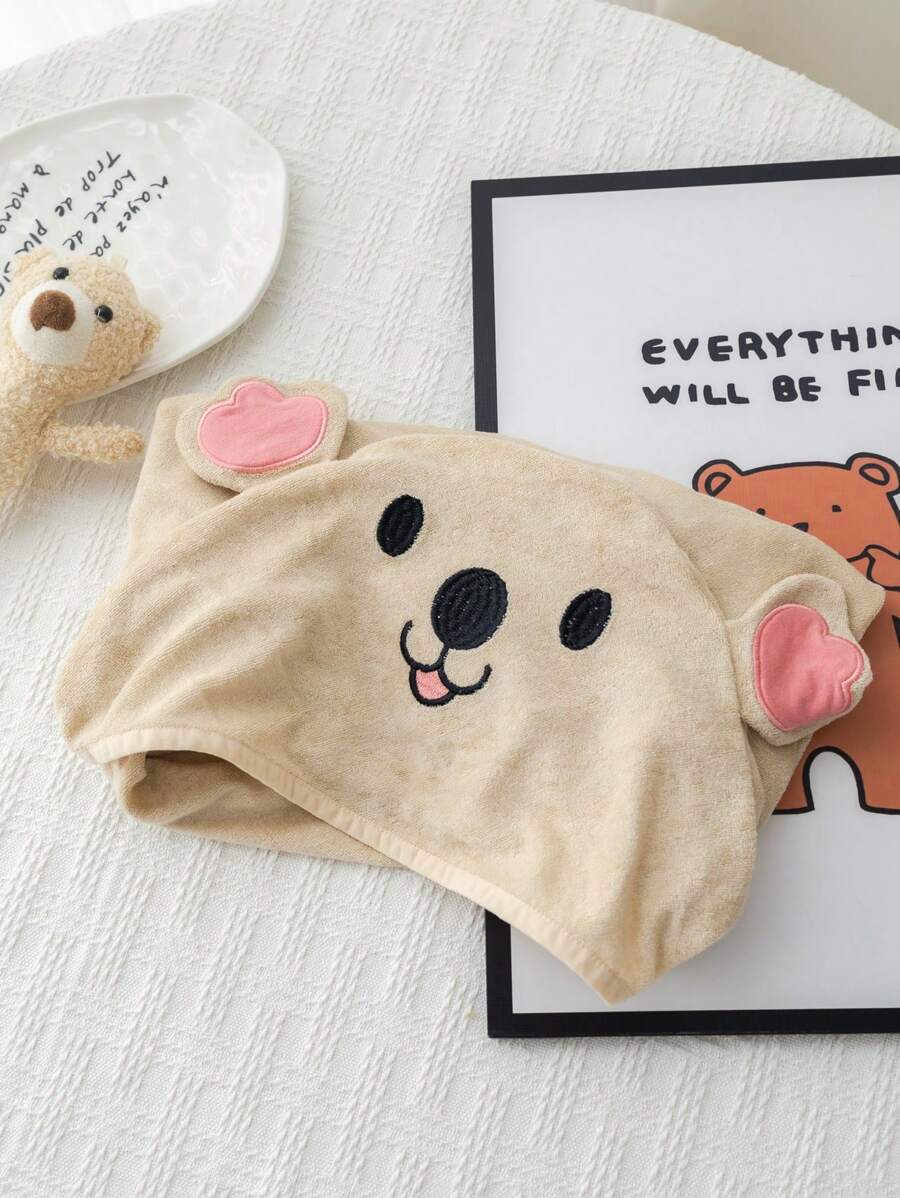 SHEIN 中性卡其色編織考拉形狀毛巾罩衫，舒適可愛，春夏季節適用於戶外游泳、海灘、度假和沿海地區 - 杏色 - 查看 1