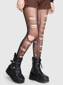 ROMWE 1入組DIY破洞連褲襪，彈性好且耐用