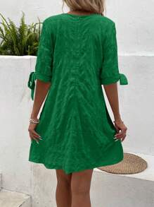 SHEIN LUNE Vestido casual de verano para mujer con cuello en V y manga corta