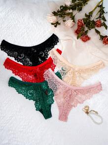 Bộ Của 5 Gợi cảm Của phụ nữ Ren Thongs Đồ lót - Nhiều màu - Xem 2