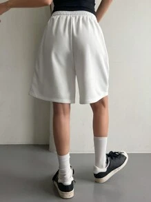 DAZY Quần short lưng thun trơn đơn giản dành cho nữ - trắng - Xem 4