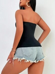 VaVaBold 春夏日常纯色剪裁镂空街头性感紧身黑色抹胸