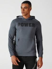 Manfinity Sport Corelite 男友风男士印花简约日常休闲运动卫衣 男友风男士卫衣 - 深灰色 - 查看 4