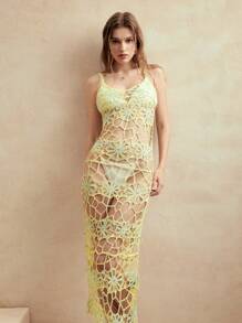 Anewsta Vestido cubre-maesh unicolor sin mangas con patrón de flores tie-dye, verano