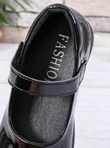 Giày đế bằng công chúa chống trượt màu trơn dành cho trẻ em đi học - màu đen - Xem 3