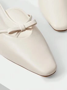 MOTF PREMIUM WOMEN SOLID COLOR SIMPLE BOWKNOT DECORATION POINTED TOE FLAT SHOES, FOR CHRISTMAS FALL NEW YEAR HOLIDAY - Beige - View 8
