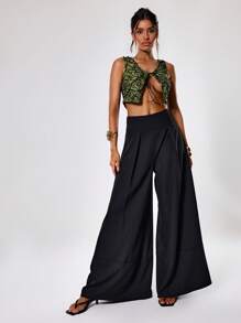 MUSERA Pantaloni eleganti con gamba extra ampia, estivi, sexy, chic e casual - nero - Visualizzare 3