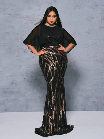seomiscky Women Mesh & Sequin Splicing Fitted Party Bodycon Dress