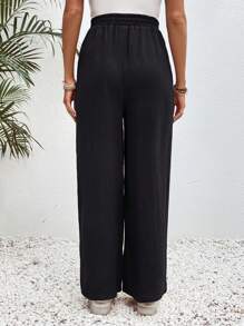 SHEIN بنطلون حمل يومي عارض للارتداء بالموحد اللون - الأسود - مشاهدة 2