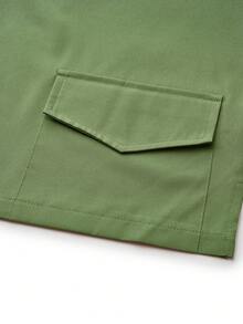 SHEIN TaskFit 實色V領短袖上衣和褲子套裝，帶口袋，醫務人員制服專用 - 綠色 - 查看 9