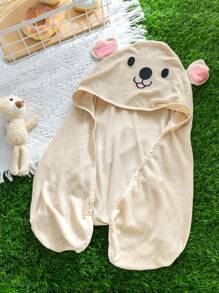 SHEIN 中性卡其色編織考拉形狀毛巾罩衫，舒適可愛，春夏季節適用於戶外游泳、海灘、度假和沿海地區 - 杏色 - 查看 9