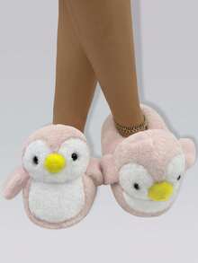 Pantuflas cerradas antideslizantes con diseño lindo de pingüino rosado para uso en casa para mujeres - Rosa - Ver 3