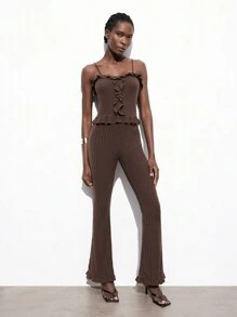 Maija Women's Plain & Simple Daily Spaghetti Strap Jumpsuit - Coffee Brown - View 6