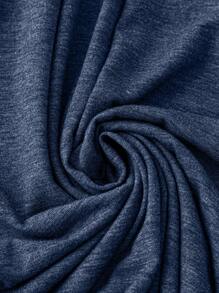 SHEIN LUNE Plus Size Solid Color Drawstring Waist Short Sleeve Vacation & Casual Dress - Blue - View 5