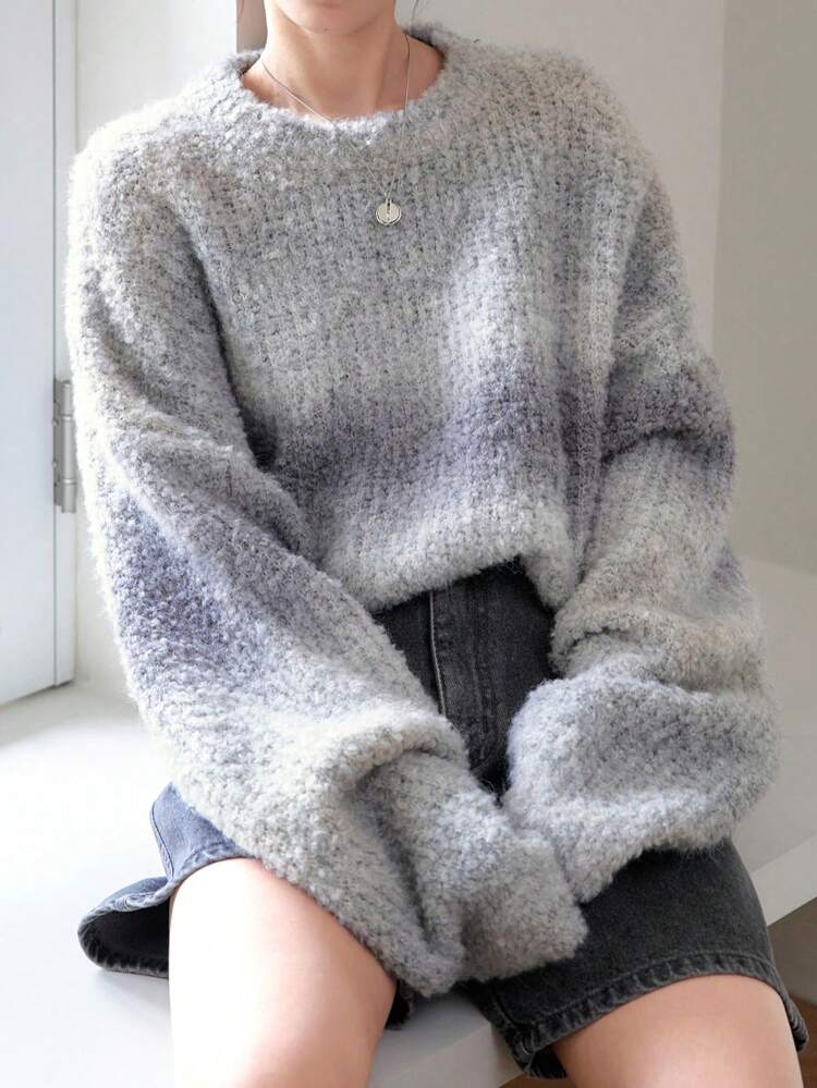 Women's Allover Print Crew Neck Long Sleeve Sweater,Long Sleeve Tops,Fall Women Clothes