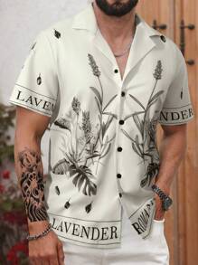 Manfinity RSRT Camisa casual de manga corta con estampado tropical y gráfico colorido para hombre, para vacaciones, regalo para el novio