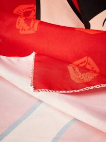 Betty Boop | ROMWE Cartoon Characters And Lips Printed Tapestry - Multicolor - View 4