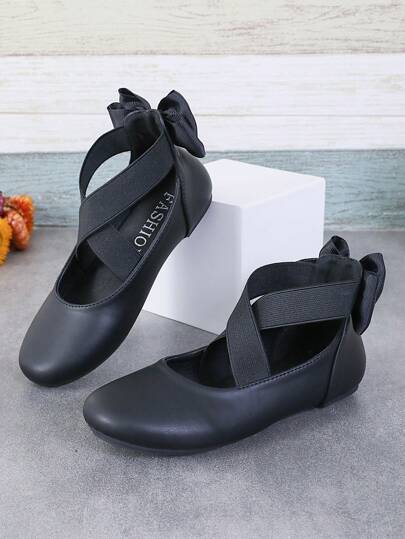 أحذية مسطحة للأطفال بنمط الحرم الجامعي للفتيات الأميرات مع عقدة الفراشة