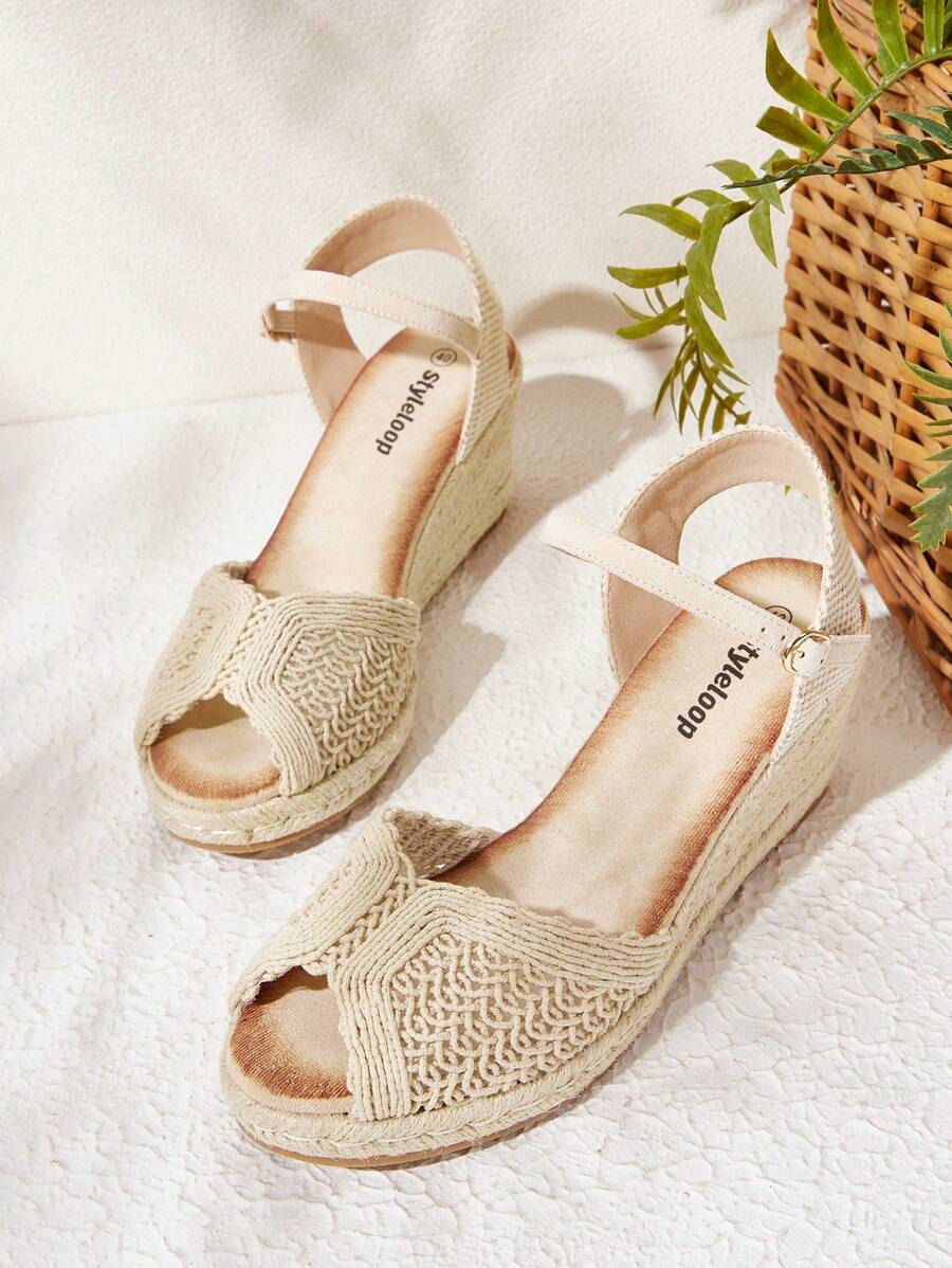 Styleloop Women Fashionable Wedge Heel Platform Sandals For Summer Boho Feels - Apricot - View 1