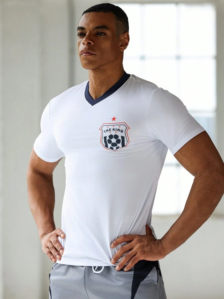 Boyfriend Style Men's Printed Summer Short Sleeve Sports T-Shirt & Tank Top Set