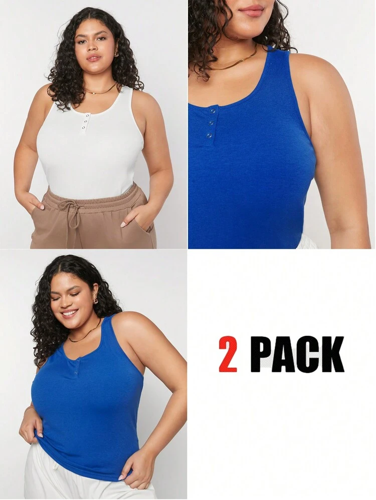 Women's Summer Casual 2pcs Basic U-Neck Top Set