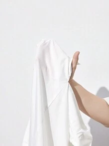 Maija Women Solid Color Crew Neck Keyhole Back Summer Dress, Teacher Work Clothes  Romantic, Fashion, Versatile; Suitable For Summer Vacation, Comfortable, Bohemian Style, Beach Wear, Swimsuit Cover-Up, Stylish, Elegant, Casual, , Simple Daily Wear, Country Style, Essential, Solid Color, Holiday Casual, Decent, Single Lady, Ideal For Vacation Elegant Fashion Business Casual Woman Going Out Tops Graduation Outfit European Summer Hawaii Outfits Women Summer Dresses For Women Streetwear Women Stockholm Style Teacher Outfits For Women - White - View 8