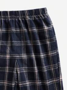 SHEIN Young Boy Plaid Patch Pocket Top And Pants Lounge Set