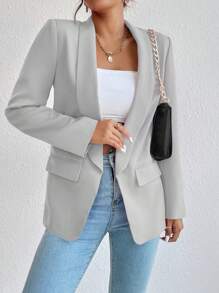 RosyDaze Sjaalkraag Effen kleur Lange mouw Elegante blazer