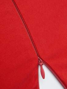 L'Amorae Top ombro a ombro com babados exagerados - Vermelho - Visão 4