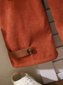 新款夏季時尚街頭風格嬰兒男童背帶連身褲，可調節肩帶，舒適無袖胸口口袋和不彈性貨褲 - 棕色 - 查看 5