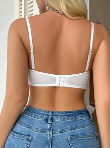 Women's Solid Color Sexy See-Through Bra - White - View 2