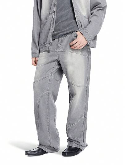 NEON BLANC X Manon Gautier Jeans anchos y holgados con costuras a contraste de diseñador