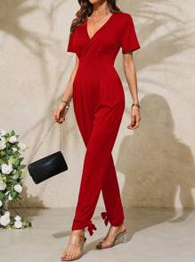 SHEIN Unity Bộ đồ liền thân ôm vừa vặn đơn giản dành cho nữ đi nghỉ hè - Đỏ - Xem 1