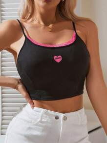 SHEIN Camisola / camiseta / chaleco básico para mujer con encaje impreso y decorado para todas las estaciones