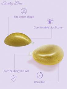Sujetador adhesivo de silicona transparente con brillo dorado