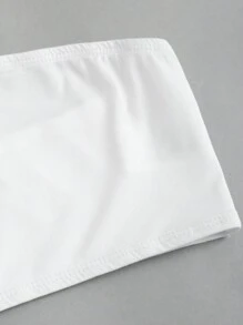 SHEIN Unity Women's Sexy Deep U-Neck Crop Top And Short Tee Set - Black and White - View 5